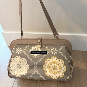 Petunia Pickle Bottom Taupe and Cream Floral diaper bag Shoulder purse